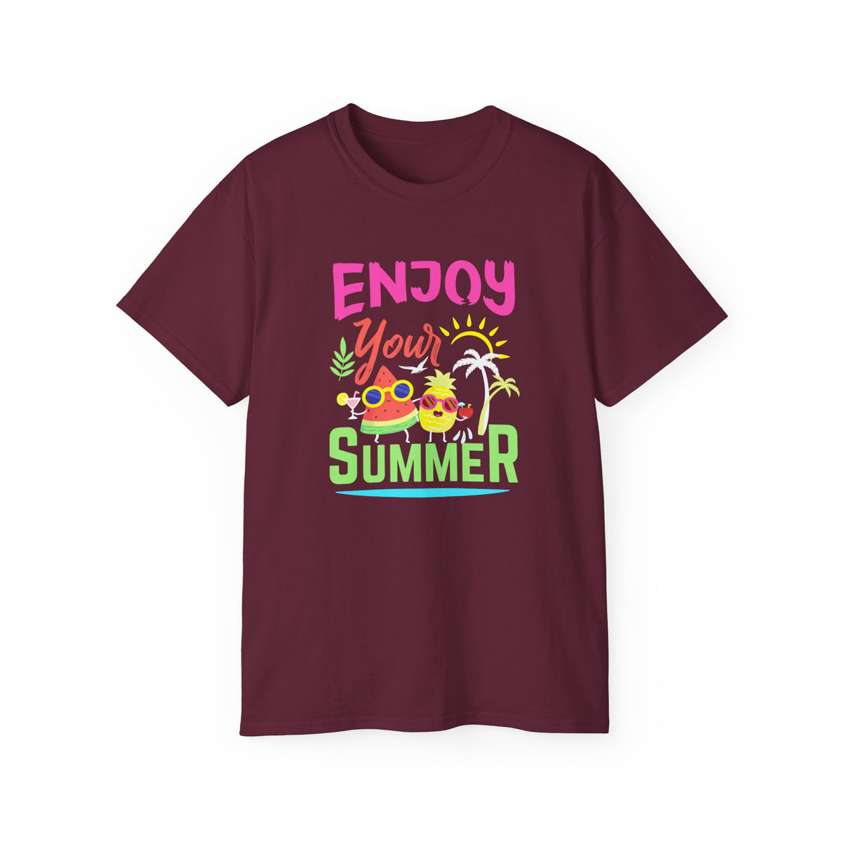 Enjoy Your Summer Tee | Tropical Pineapple Palm Tree Beach Shirt