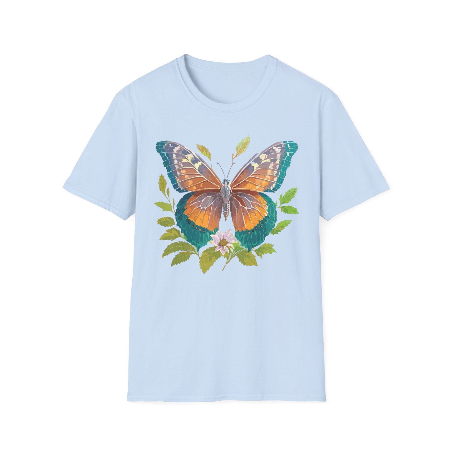 Unisex Butterfly Shirt With Monarch Design Cotton Tee Gildan 64000 Softstyle Comfort
