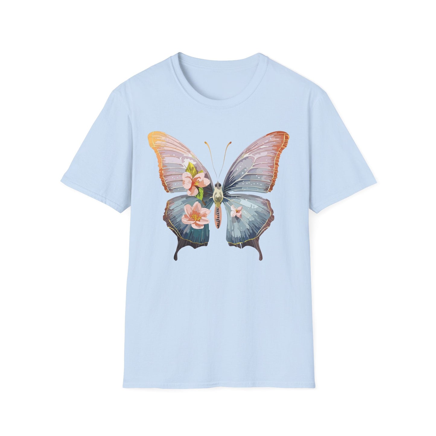 Butterfly Print T Shirt For Men Women Unisex Monarch Design Softstyle Cotton Tee