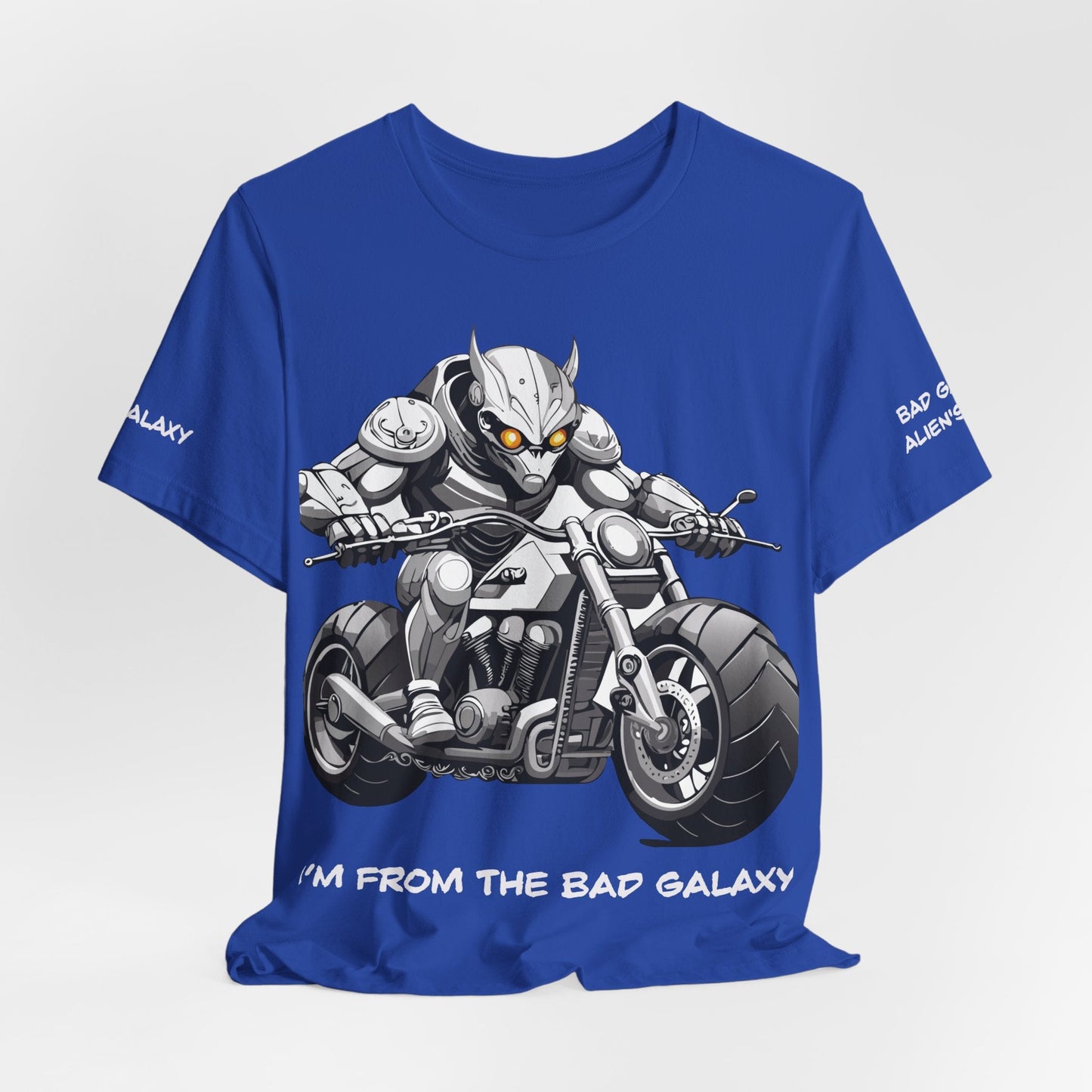 Tee Shirt With Alien From Bad Galaxy 100 Percent Cotton Lightweight Made In USA Eco Friendly Inks