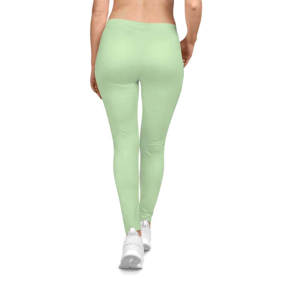 Tea Green Color Women's Poly-Span Casual Leggings XS-2XL
