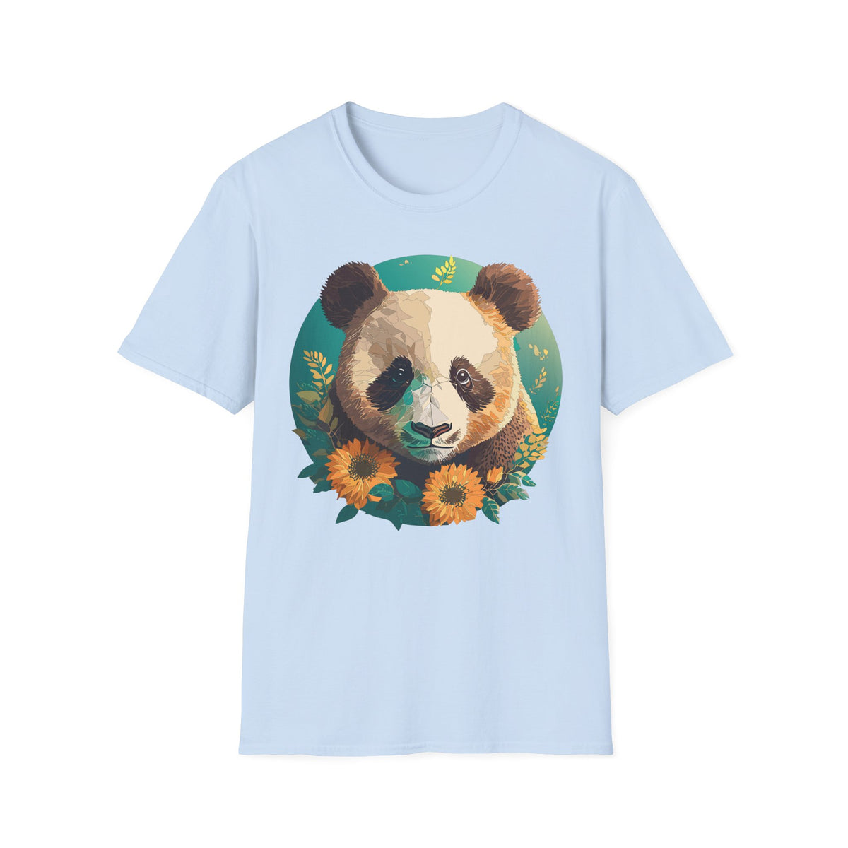 Panda Face with Sunflowers T-Shirt | Cute Floral Bear Graphic