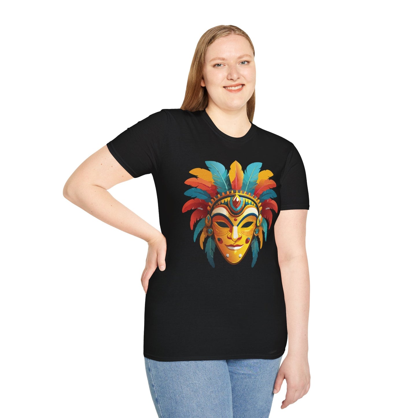 Mask Tee Shirt Unisex Masquerade Design Gildan Softstyle 100 Percent Cotton Tee for Everyday Comfort