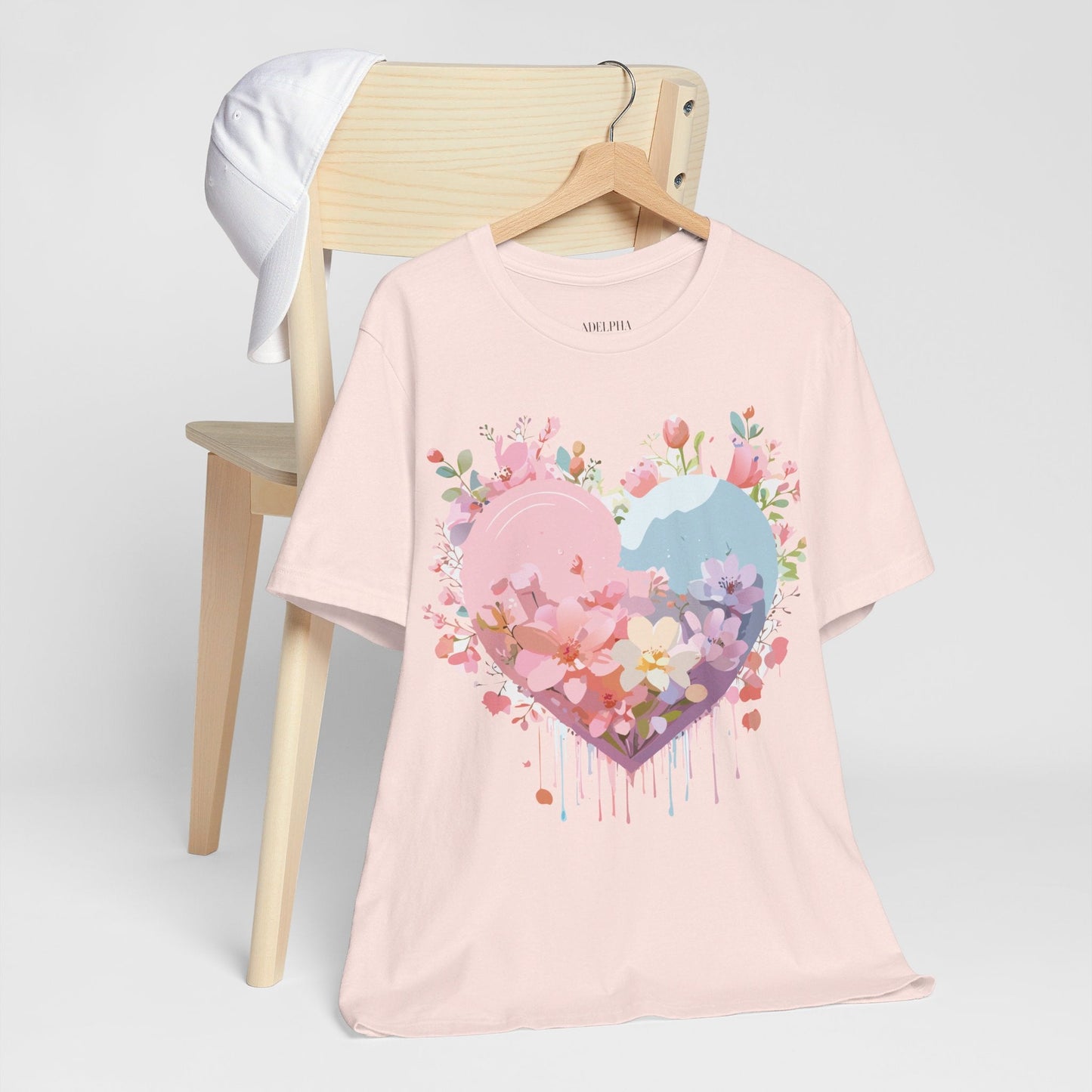 Valentine Day Graphic Unisex 100 Cotton Vintage Artwork with Love and Flower Design Tee 31