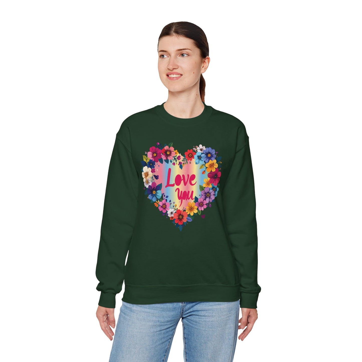 Floral Love You Heart Sweatshirt, Floral Heart Sweatshirt, Floral Love Sweatshirt, Valentine's Day Sweatshirt, Floral Sweatshirt 111
