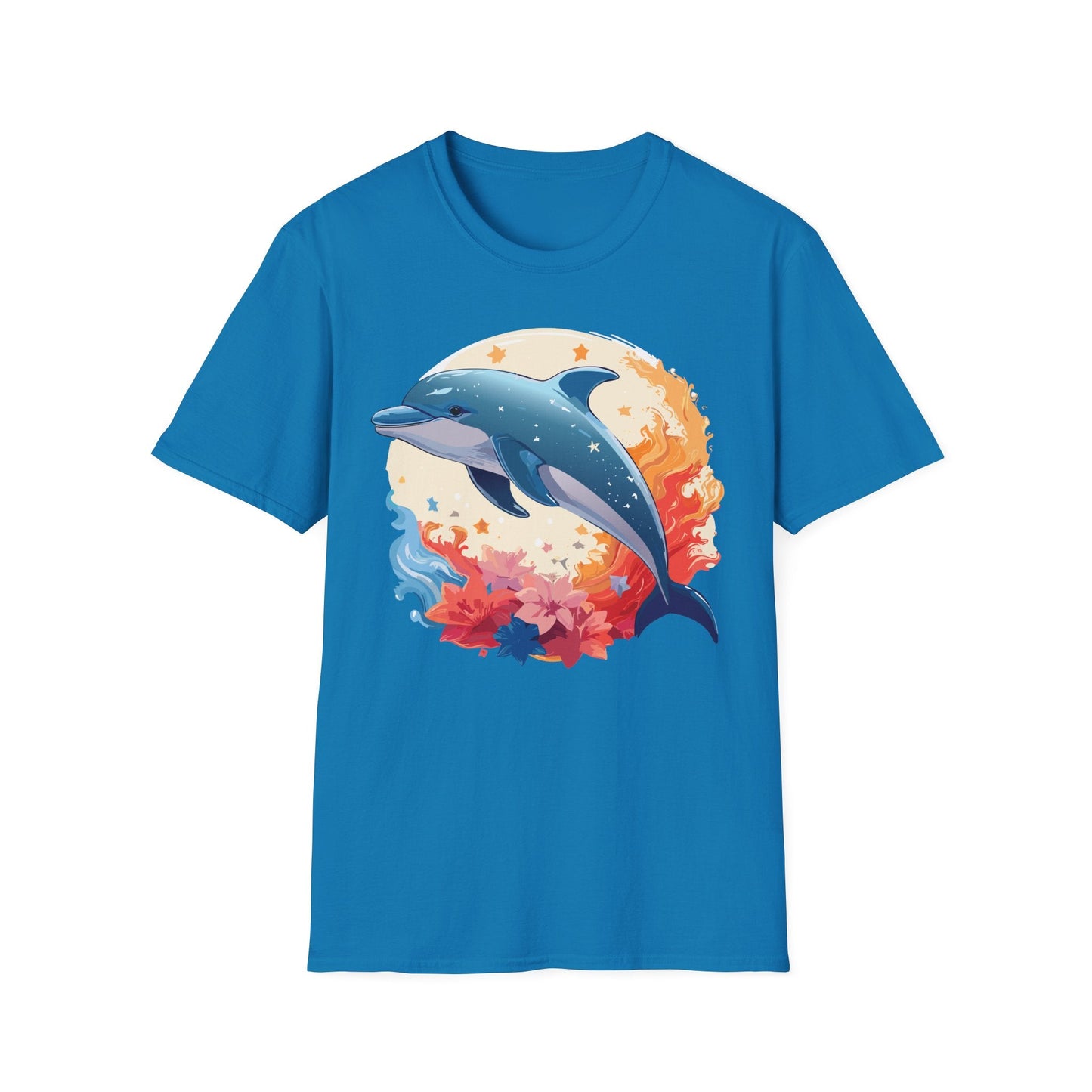 Dolphin T Shirt Unisex Softstyle Gildan 64000 100 Percent Ring Spun Cotton Animal Fish Tee