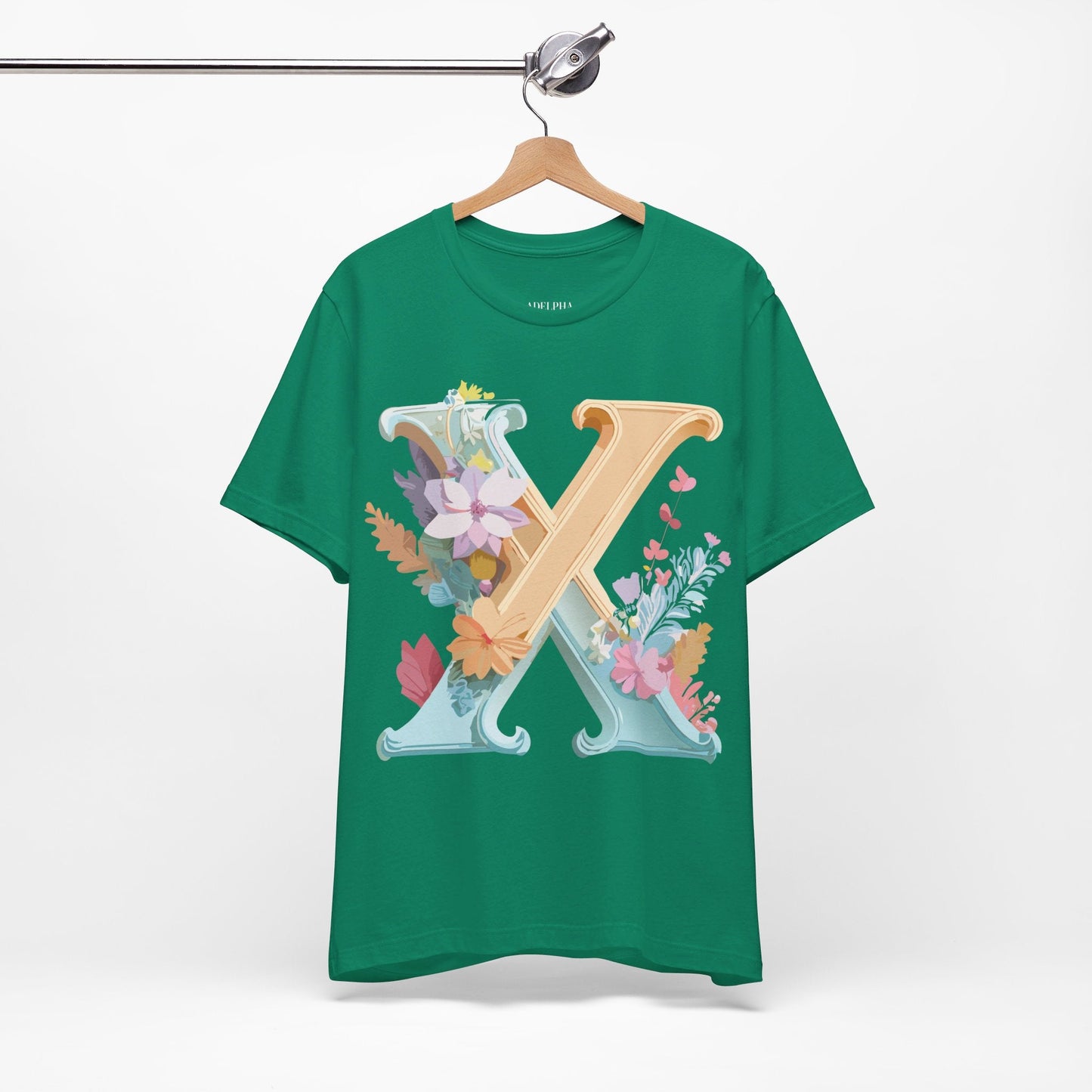 Letter X Shirt Graphic Tee Unisex Vintage Inspired Artwork By Adelpha Premium Comfort