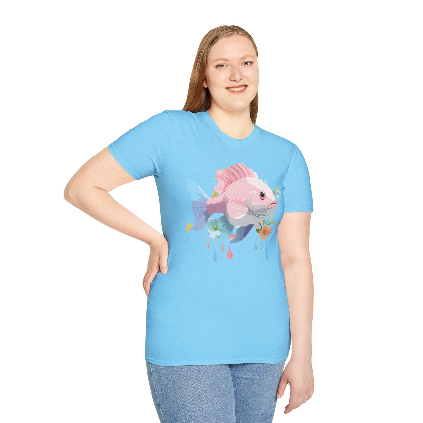 Fish Art Design Shirt Unisex Graphic Tee With Fish Illustration Gildan Softstyle 64000