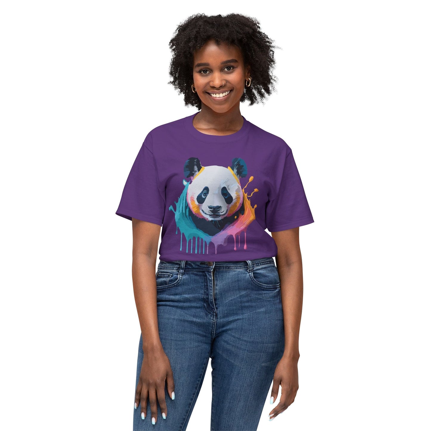 Unisex HD Cotton Panda T Shirt With Full Color Panda Art Print Made In USA Premium Fit For All Sizes