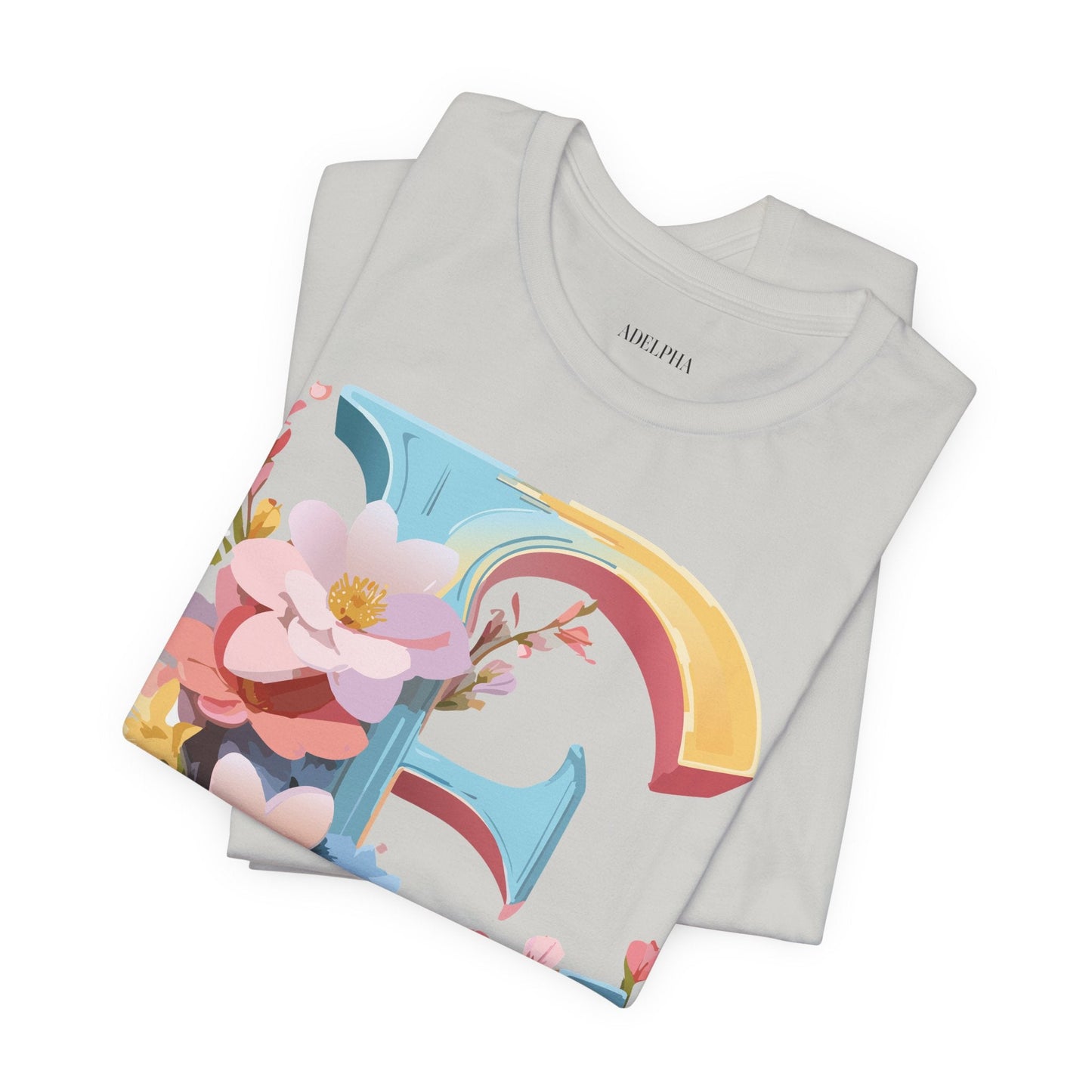 Letter E Shirt Unisex Graphic Tee Short Sleeve Vintage Inspired Art Design Adelpha