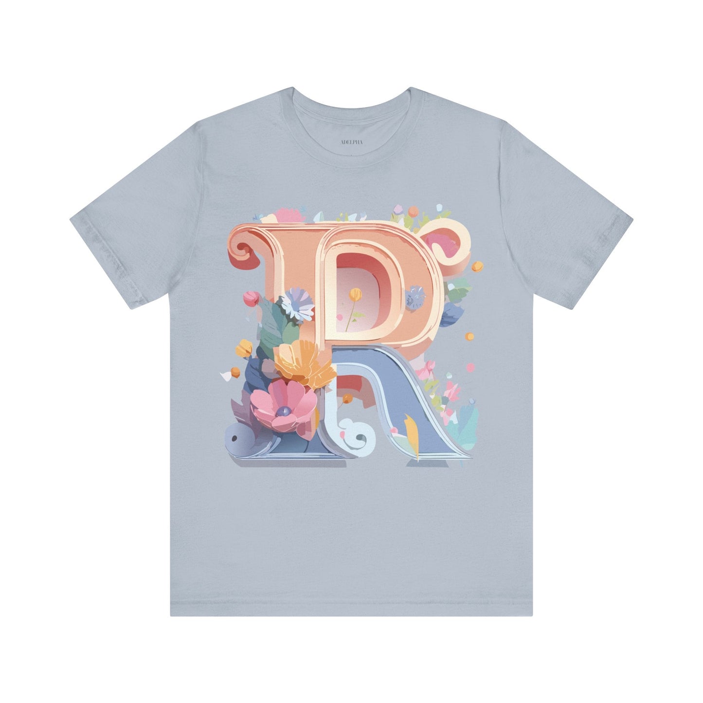 Letter R  Graphic Tee Unisex Short Sleeve Vintage Art Design Tee
