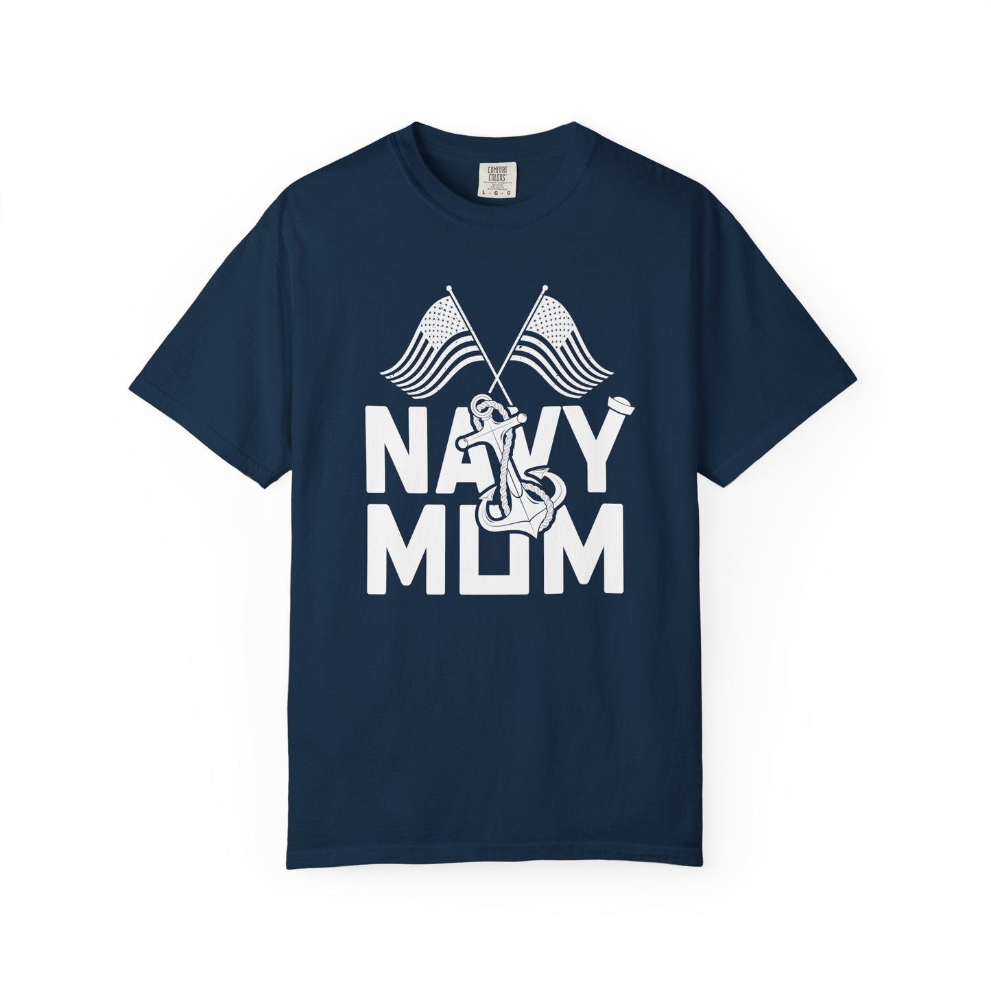 Navy Mom T-shirt Mother's Day Mama Tee Unisex Comfort Colors Garment-Dyed Cotton h20