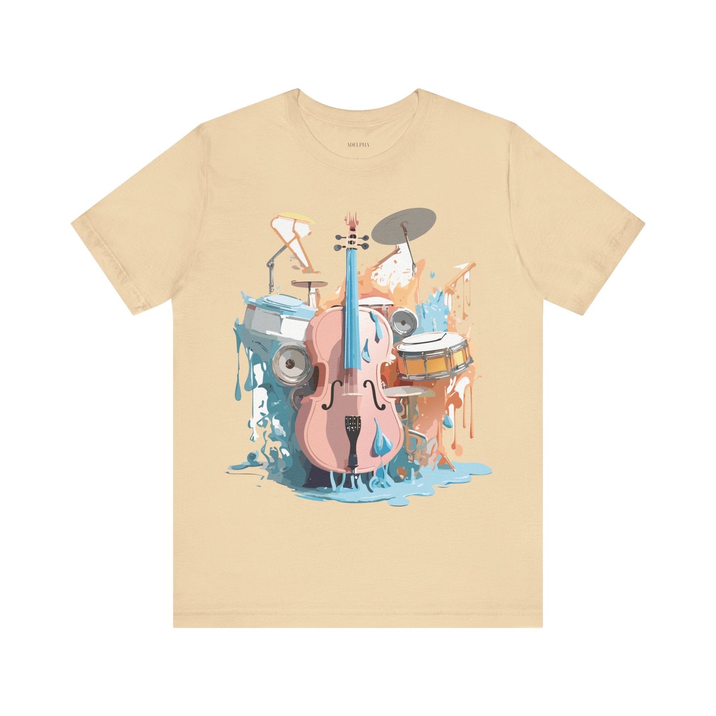 Music Graphic Unisex 100 Cotton Vintage Art with Musical Elements Tee 74