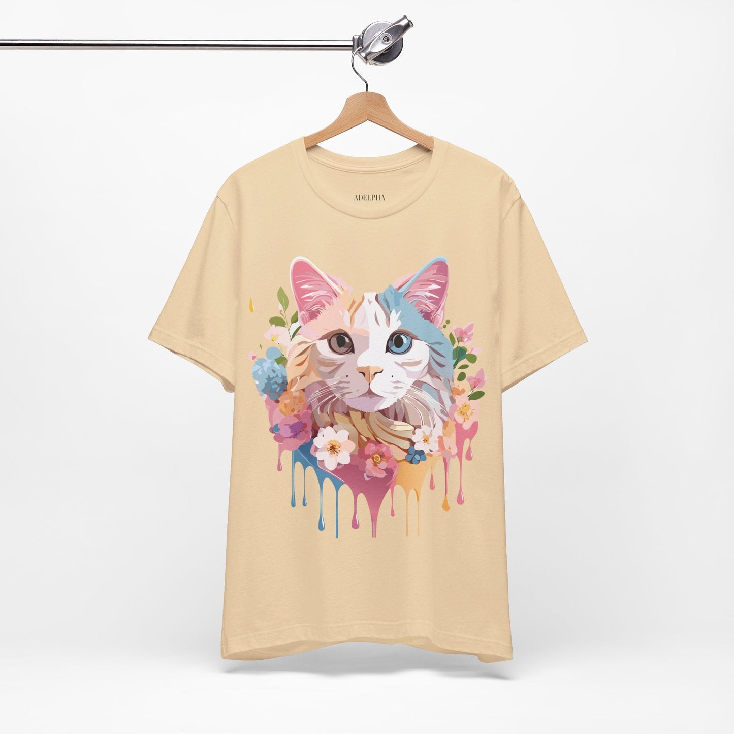 Cat Graphic Tee Unisex Short Sleeve Shirt With Adelpha Artwork