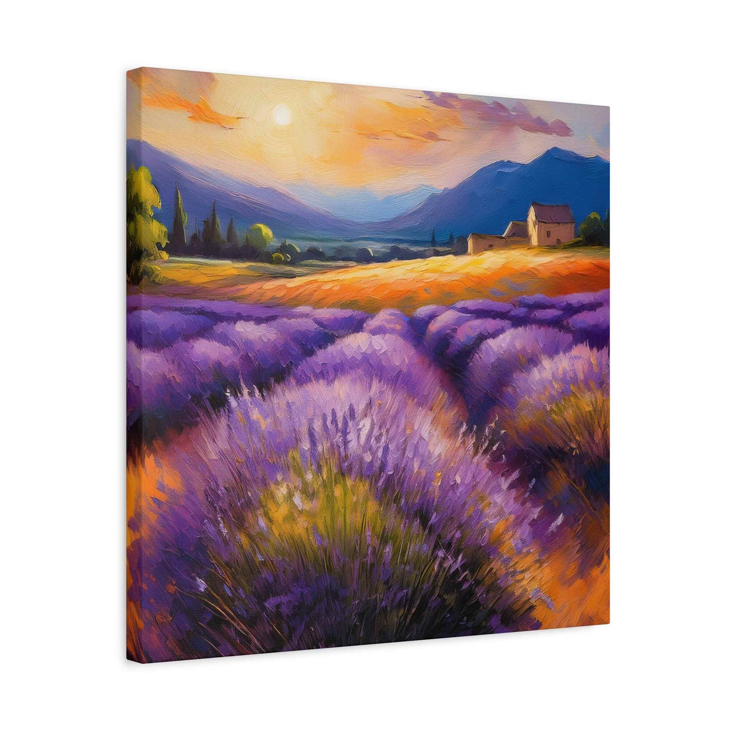 Lavender Landscape Print Canvas, Landscape Oil Paint Print 20x20, 24x24, 30x30, 32x32, 36x36 Art Design Print Non-Frame MC-33