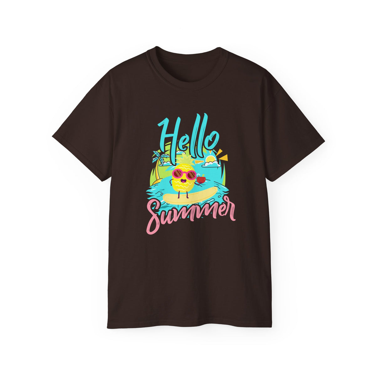 Hello Summer chick graphic Tee | Summer beach sun illustration