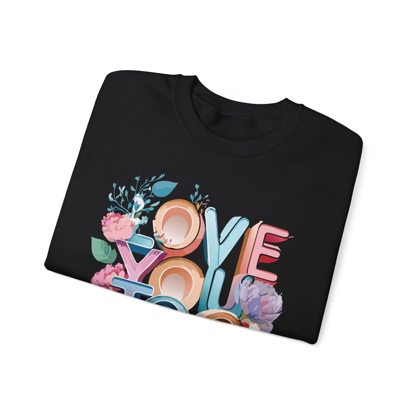 Floral Love Sweatshirt Valentines Day Unisex Crewneck Gildan 18000 Heavy Blend Warm
