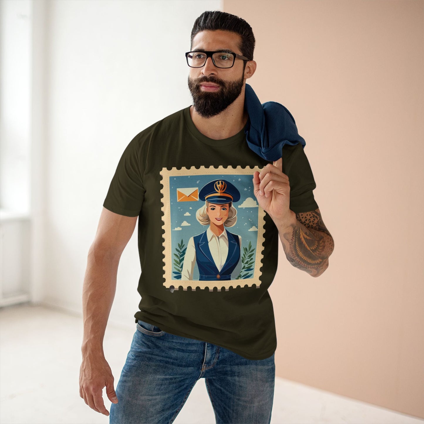 Stamp Shirt Postage Stamp Tee Unisex Premium Cotton Original Art Design Retro2Nova