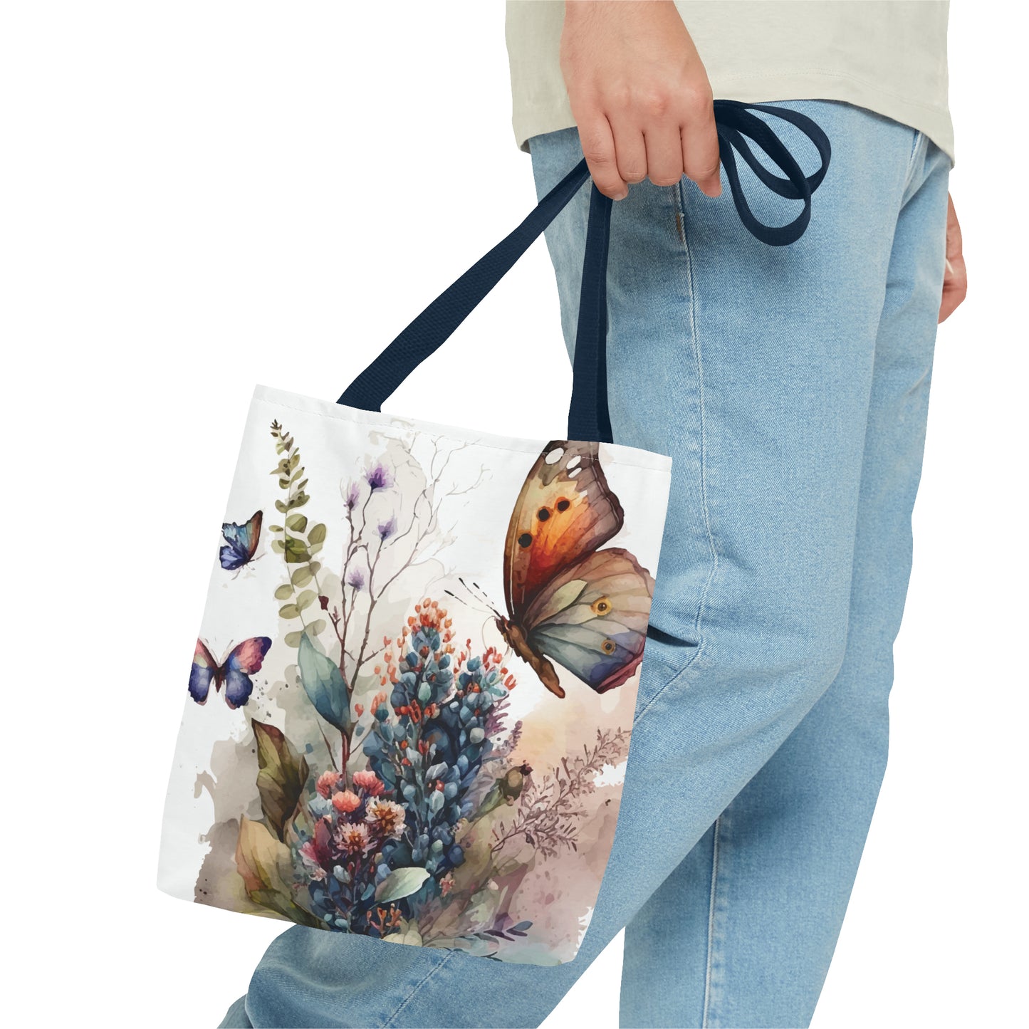 Bolsa de lona con estampado de mariposas 