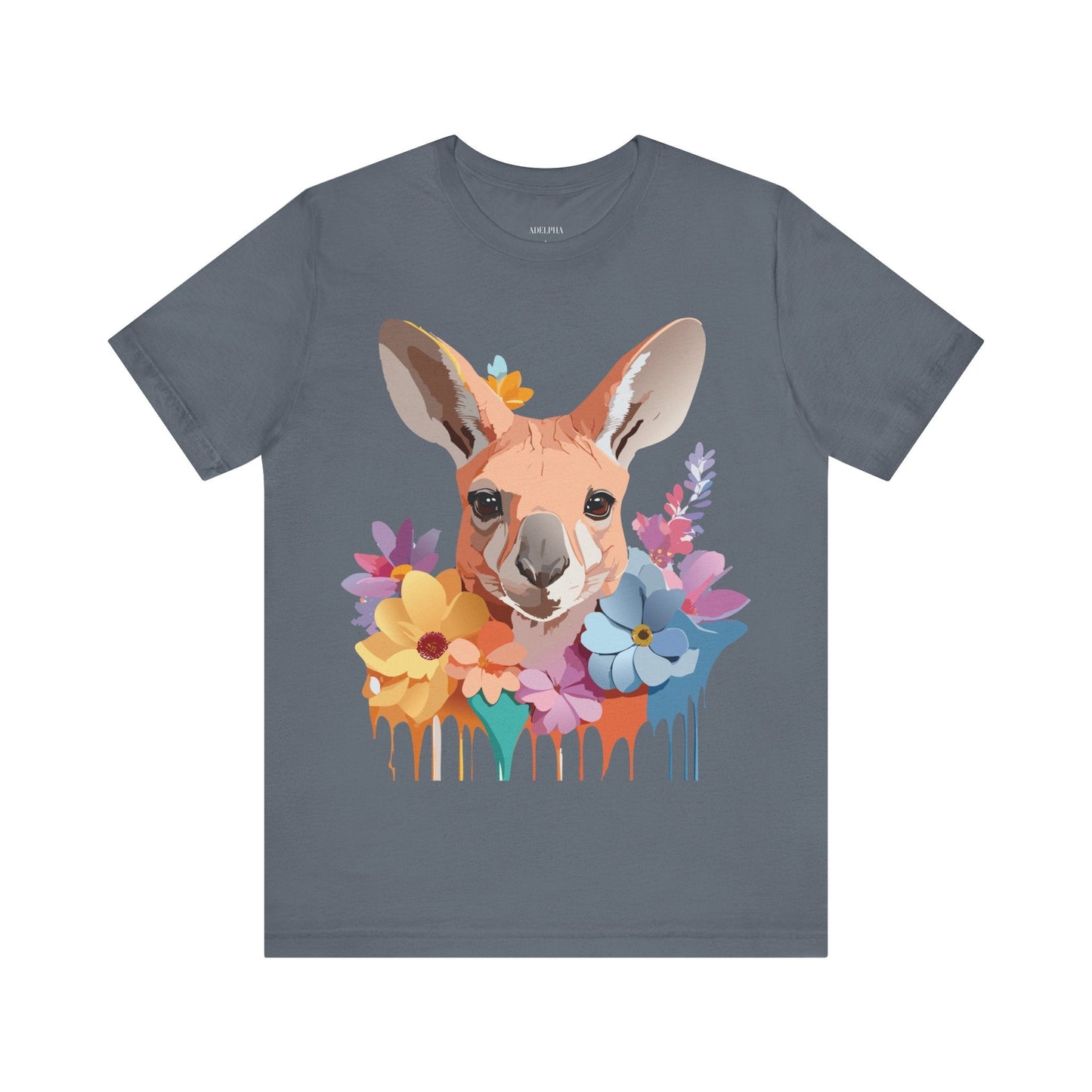 Adelpha Unisex Graphic Tee Kangaroo Art Design Short Sleeve Shirt Premium Vintage Inspired Comfort