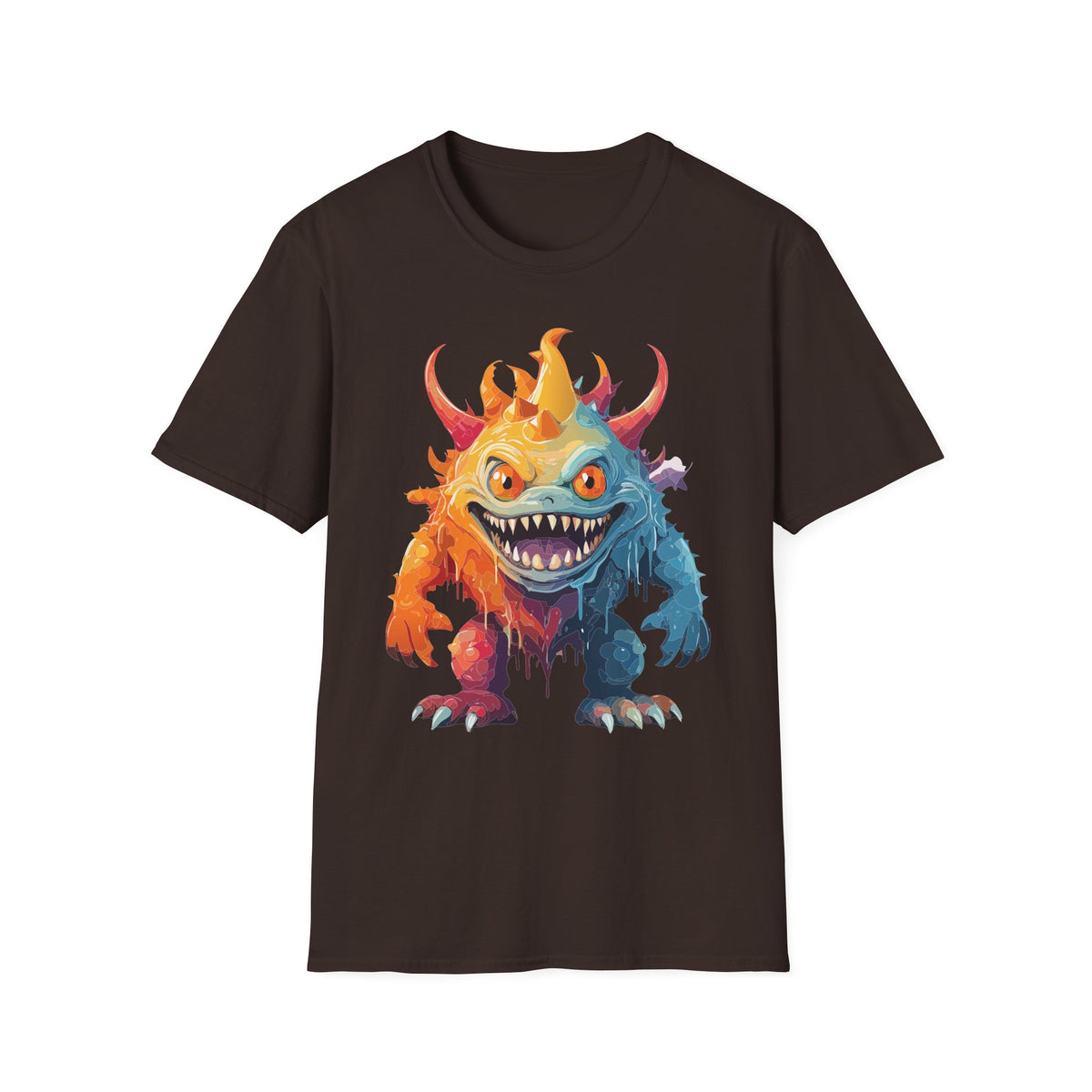 Colorful Monster T-Shirt — Vibrant Rainbow Creature Cartoon Graphic Tee Unisex 100 Cotton Gildan T-Shirt