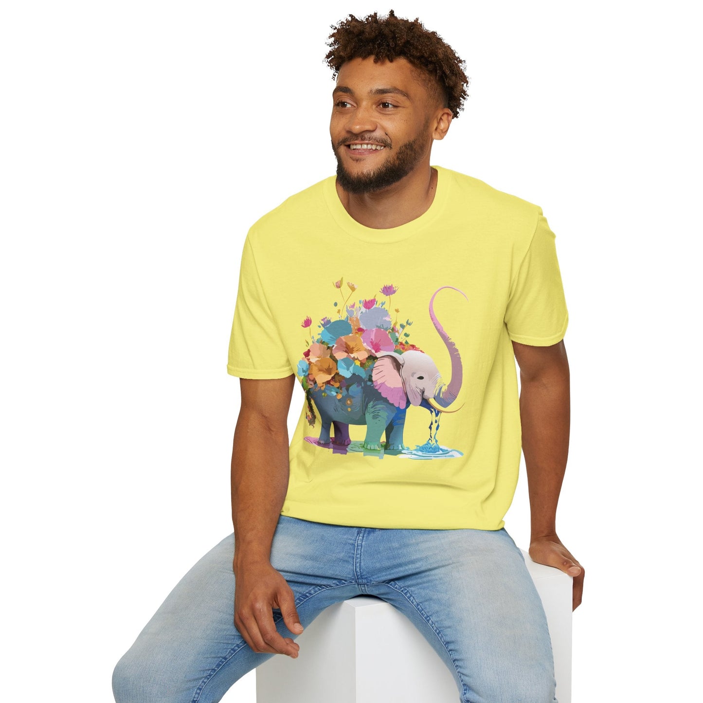 Elephant T Shirt Unisex Softstyle Cotton Tee With Animated Elephant Design Premium Comfort