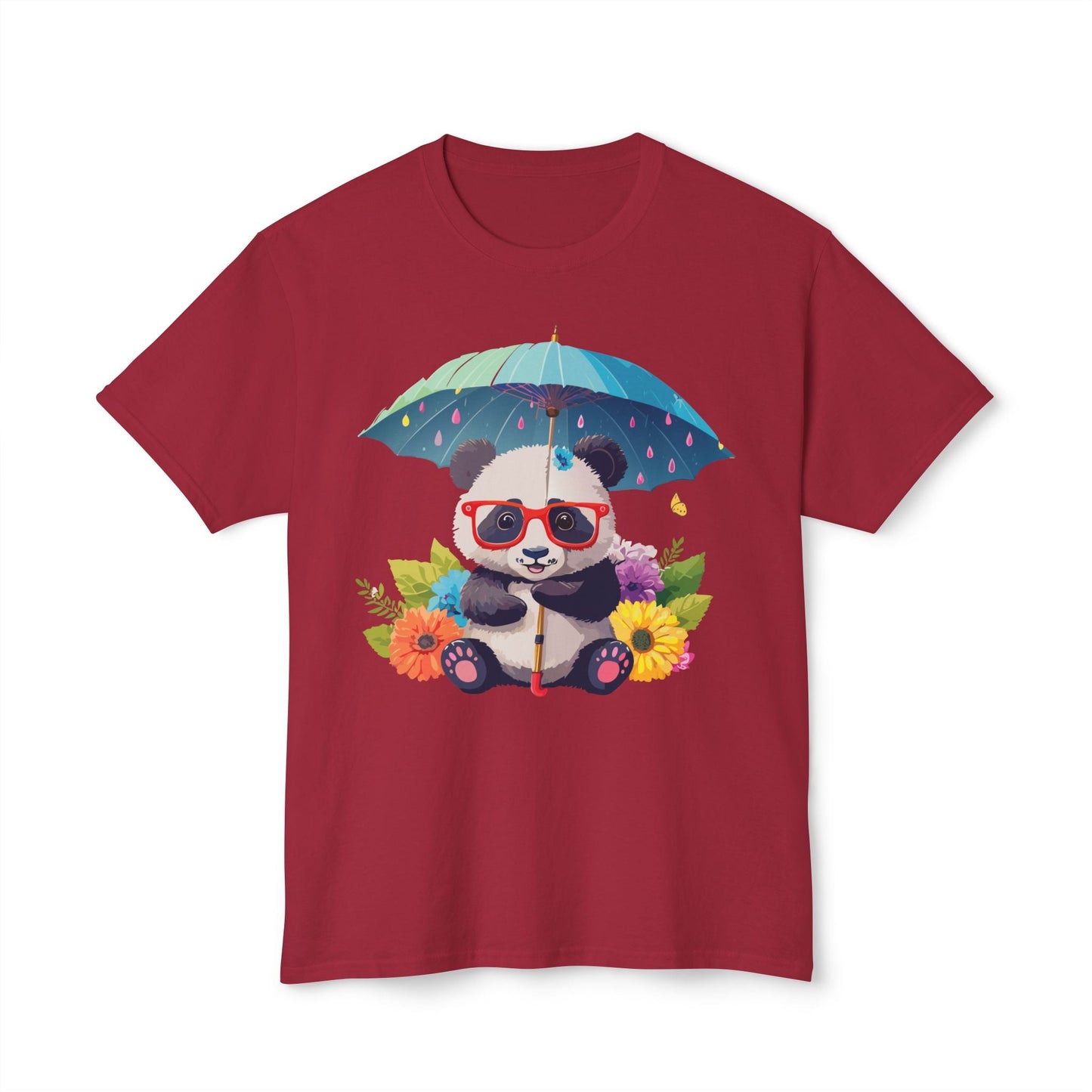 Panda Art T Shirt Unisex HD Cotton Tee With Floral Print Panda Design USA Printed Now