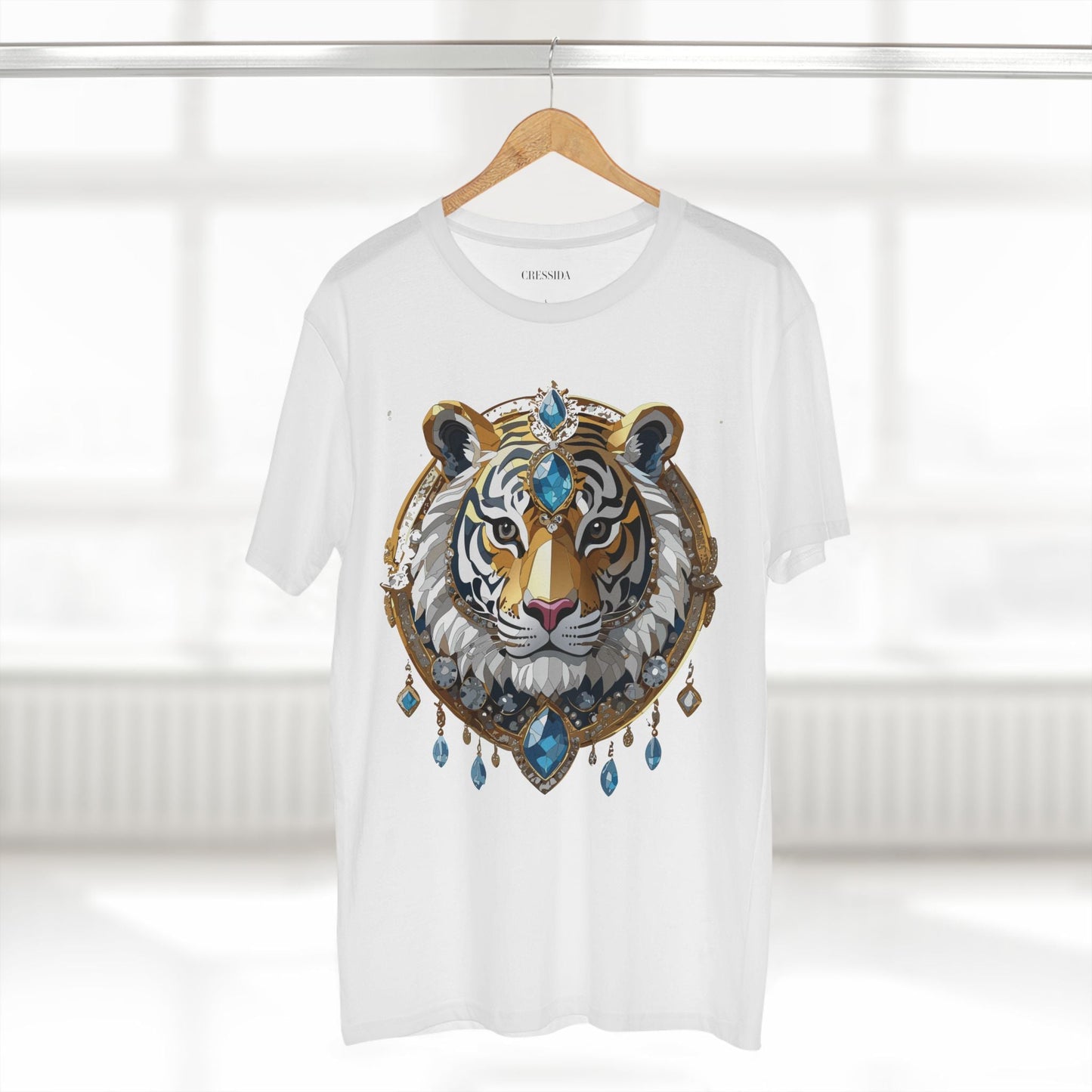 Tiger Graphic Unisex 100 Cotton Tee With Unique Animal Golden Medallion Art Design 54