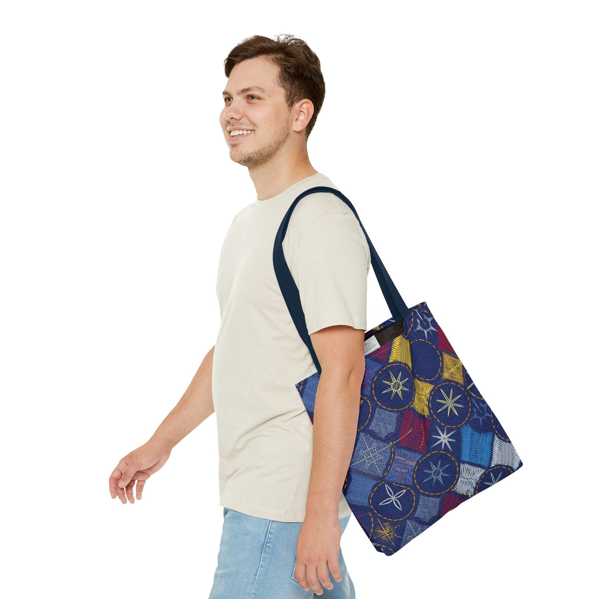 Denim Fabric Imitation Print Unisex Canvas Bag Poly Spun 3 Sizes Tote Bag 183-5