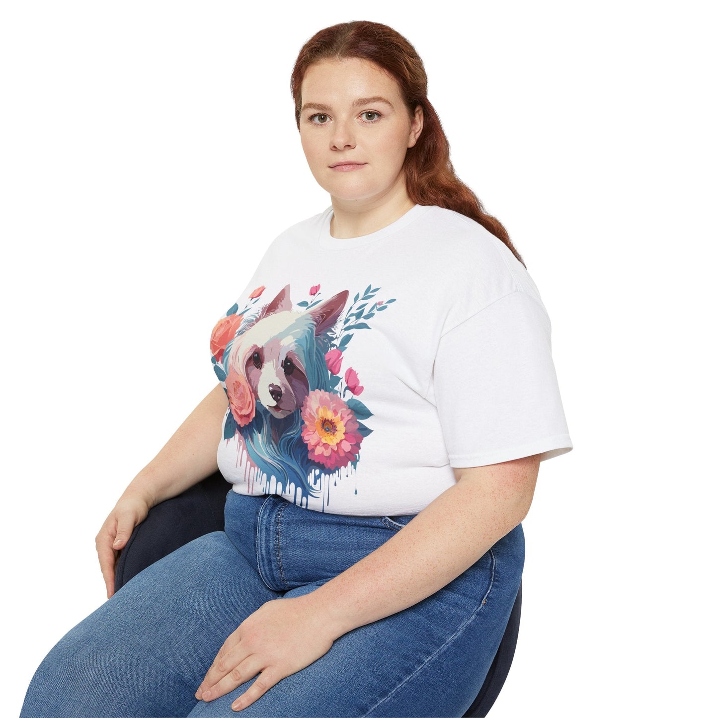 Unisex Animal Print T Shirt With Floral Dog Design And Sustainable Cotton
