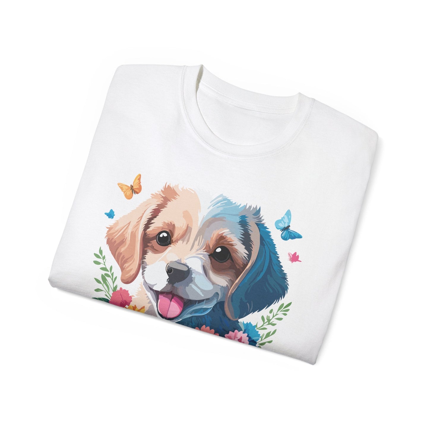 Unisex Animal Shirt Floral Dog Tee Gildan 2000 100 Percent Cotton