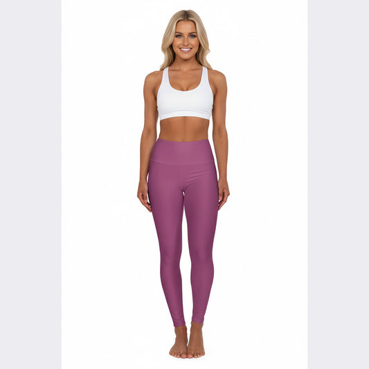 High-Waist Berry Blush Yoga Leggings Women's Seamless Poly-Span Mauve Comfortable Everyday Workout Activewear