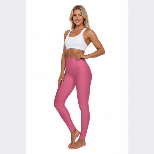 High-Waisted Blush Rose Yoga Leggings Women's Seamless Poly-Span Stretchy Pink Athletic Leggings