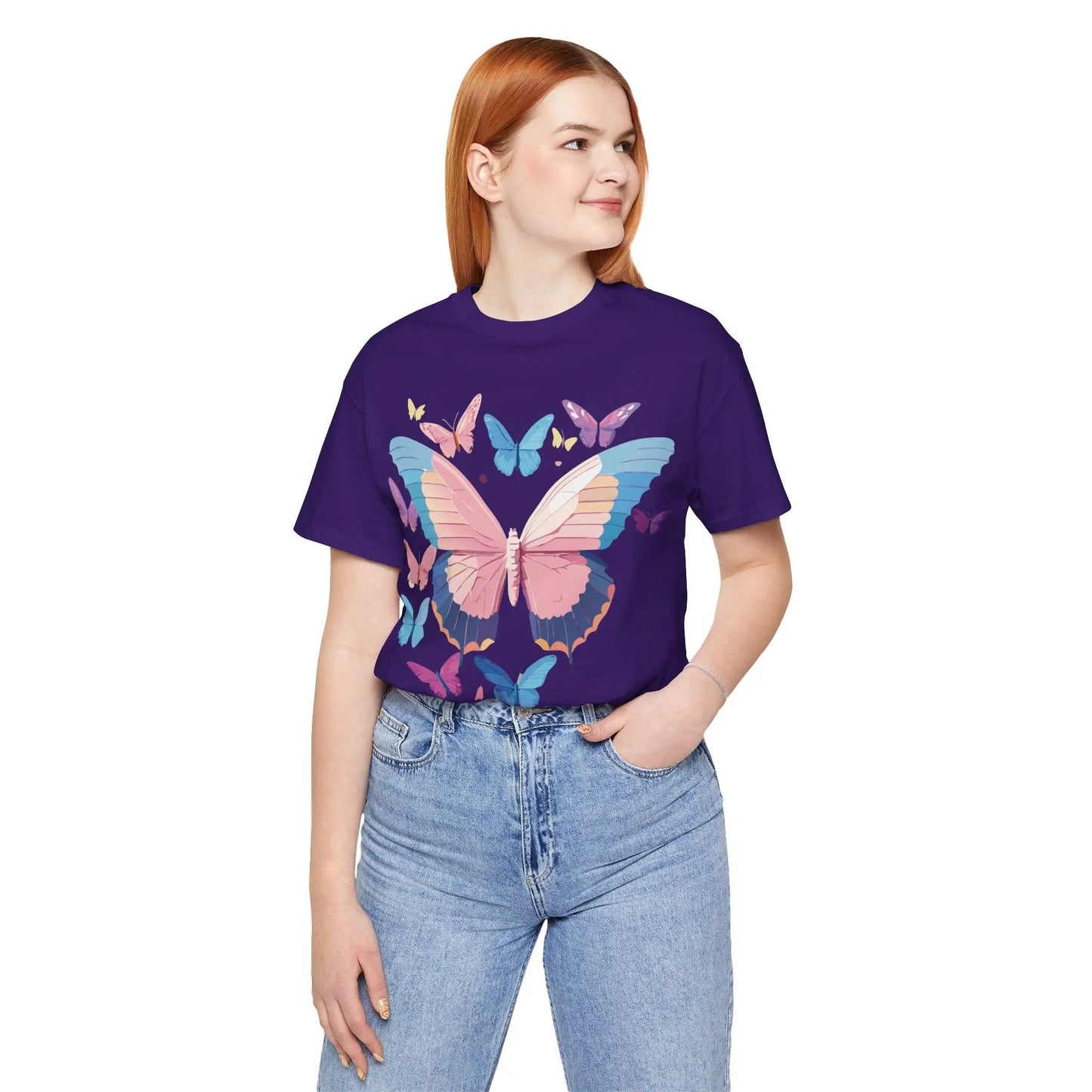 Butterfly Graphic Unisex 100 Cotton Lightweight Vintage Design Jersey Tee 110