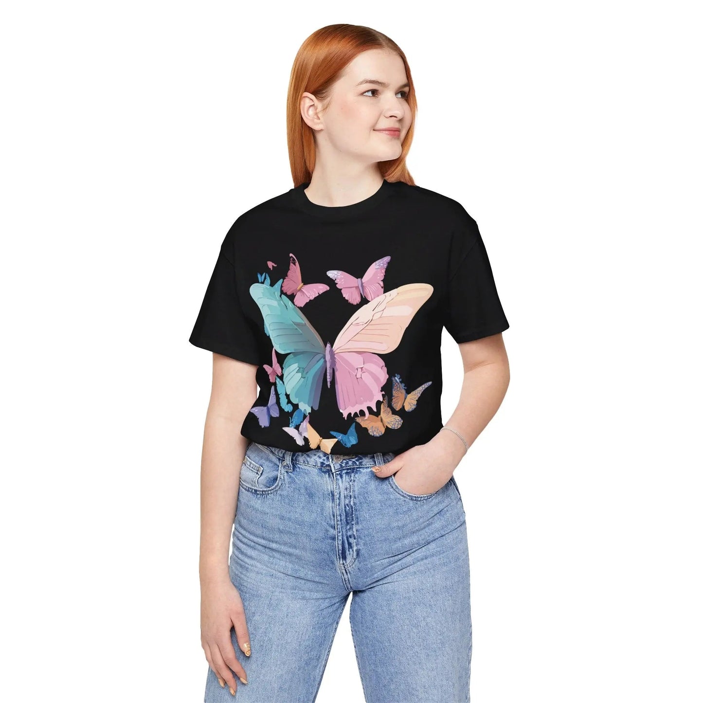 Butterfly Graphic Unisex 100 Cotton Lightweight Vintage Design Jersey Tee 108