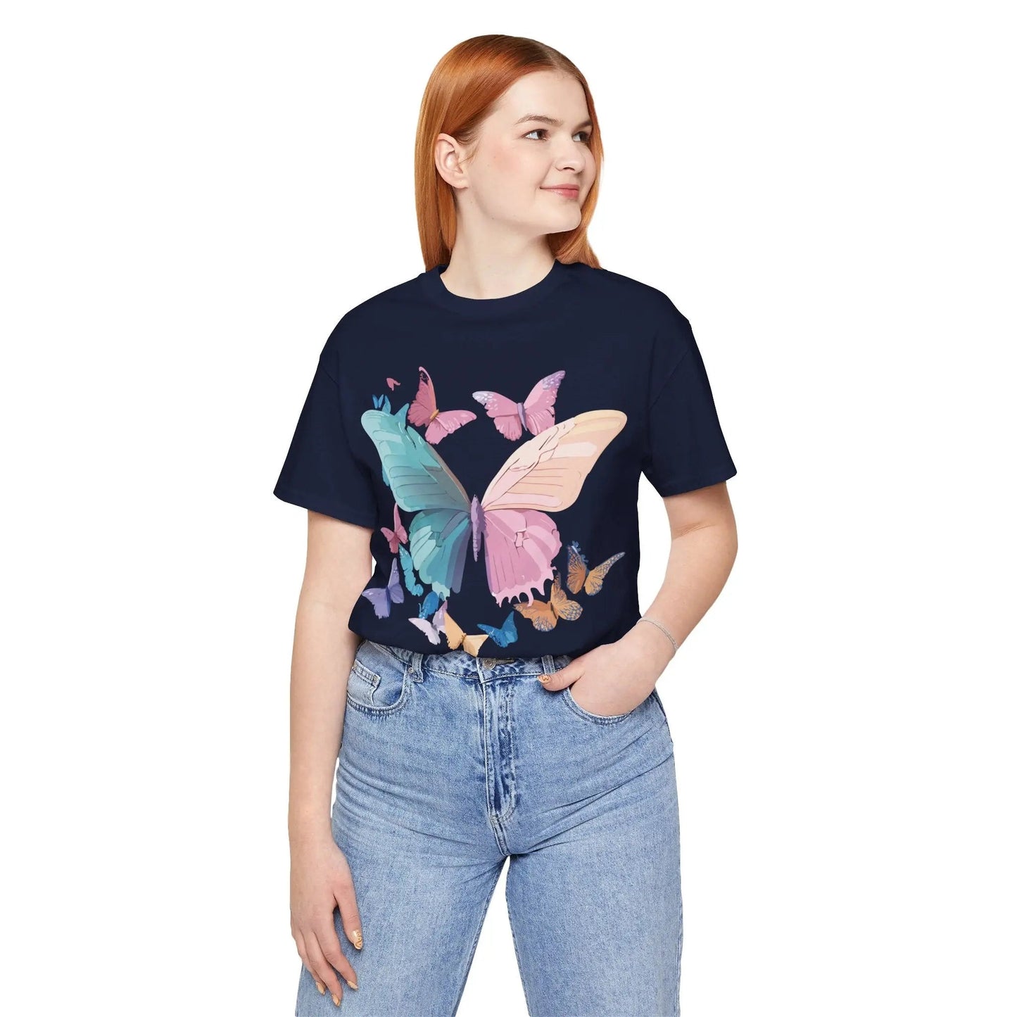 Butterfly Graphic Unisex 100 Cotton Lightweight Vintage Design Jersey Tee 108