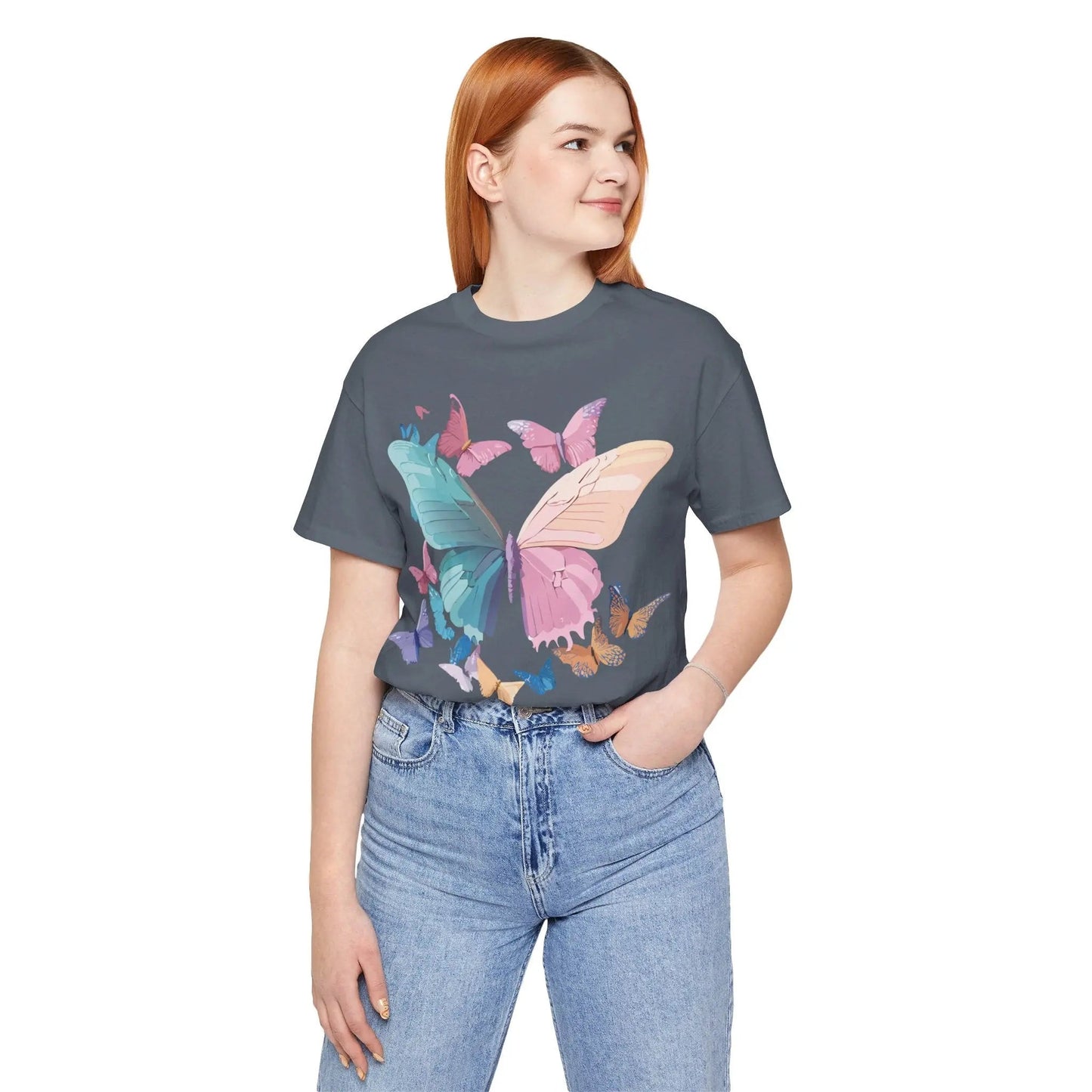Butterfly Graphic Unisex 100 Cotton Lightweight Vintage Design Jersey Tee 108