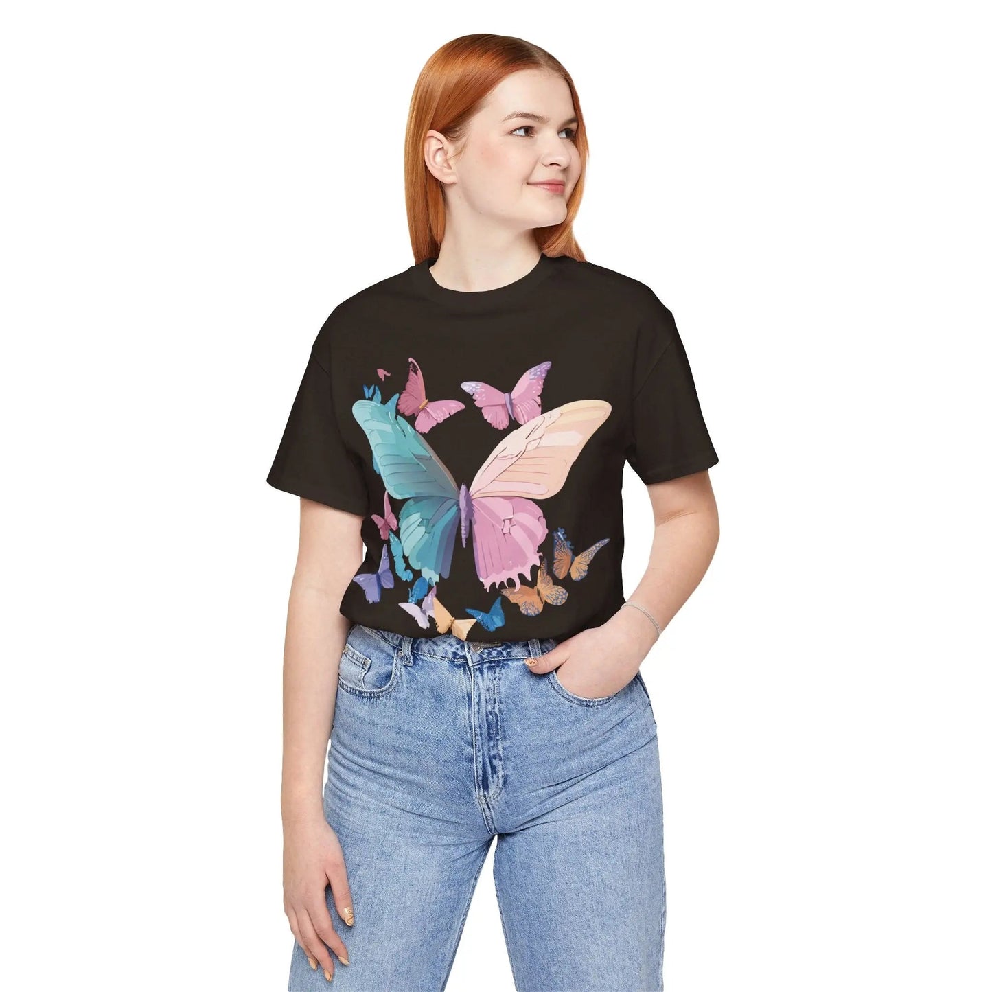 Butterfly Graphic Unisex 100 Cotton Lightweight Vintage Design Jersey Tee 108