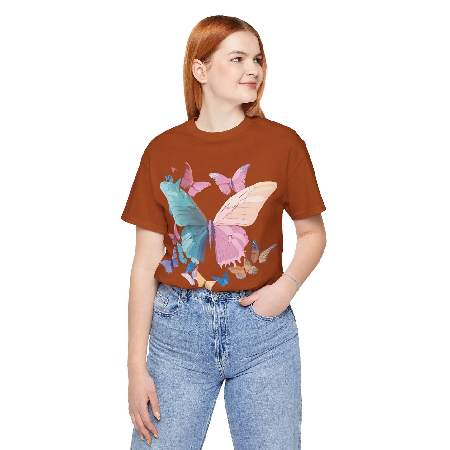 Butterfly Graphic Unisex 100 Cotton Lightweight Vintage Design Jersey Tee 108