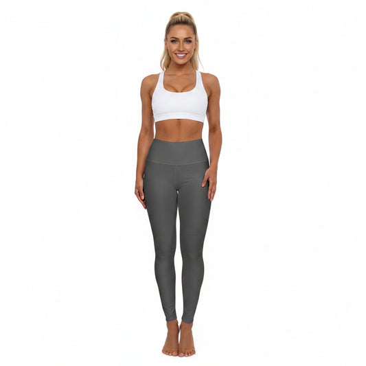 Charcoal Color High-Waist Yoga Leggings Women's Seamless Poly-Span Stretchy Pants XS-2XL