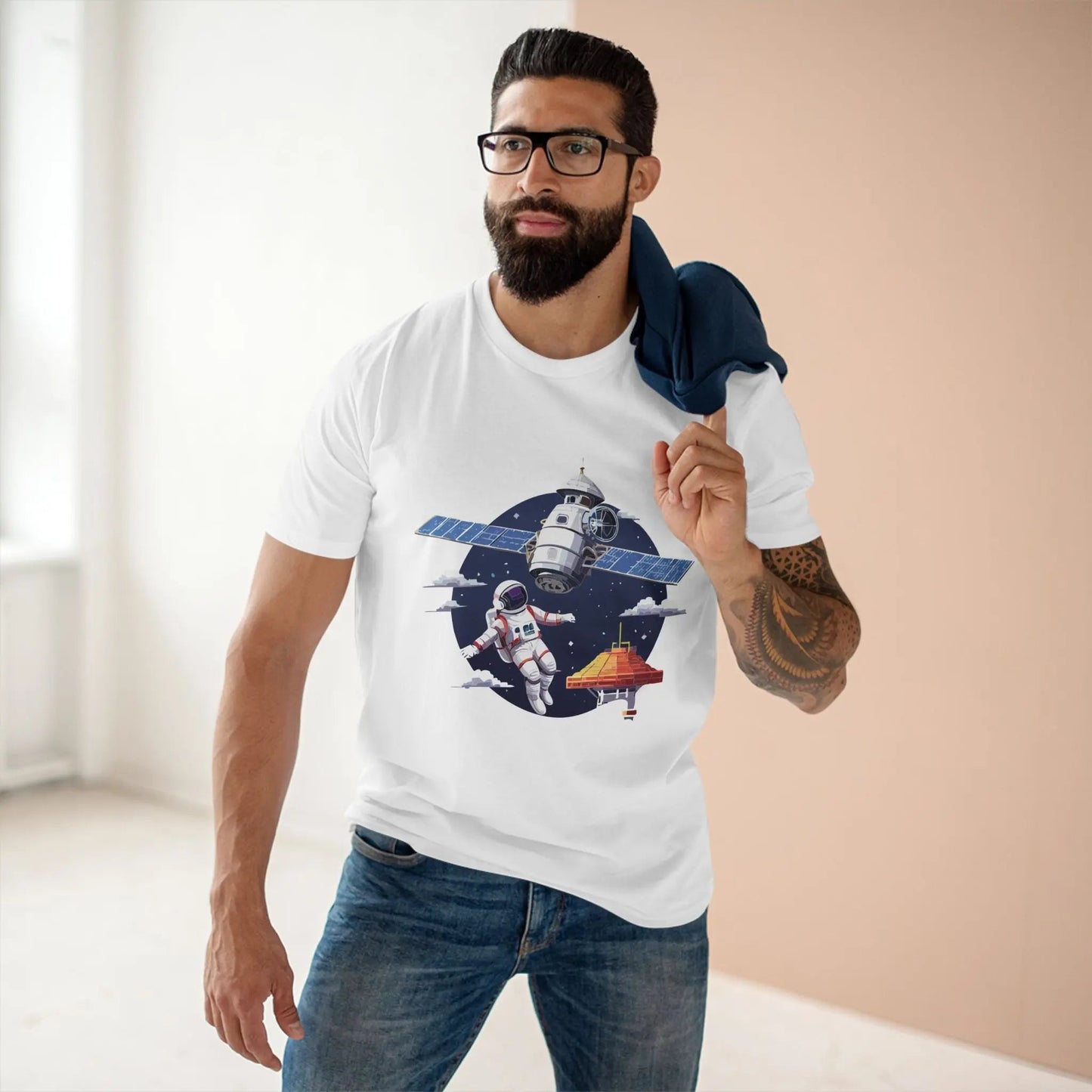 Cosmos Astronaut Shirt Unisex Premium Cotton Tee With Original Retro2Nova Art Design