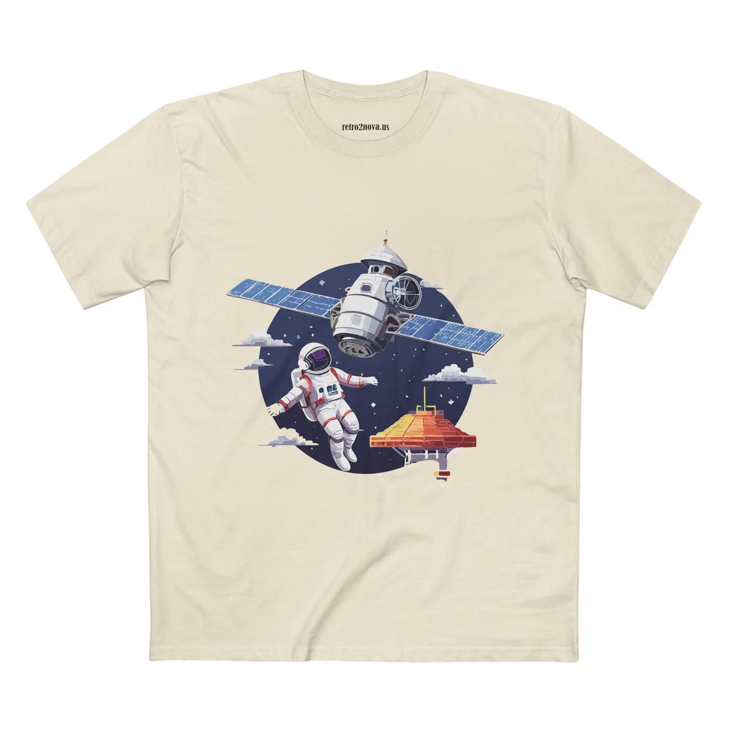 Cosmos Astronaut Shirt Unisex Premium Cotton Tee With Original Retro2Nova Art Design