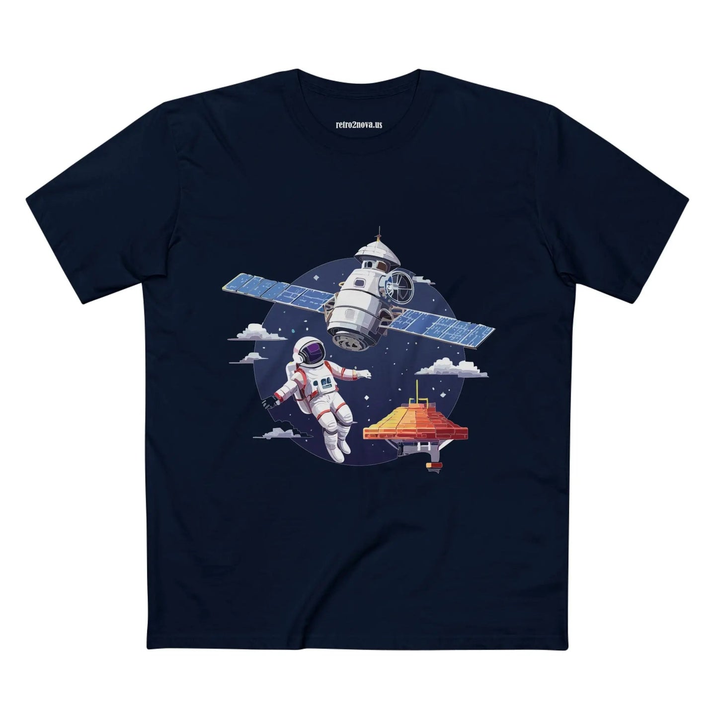 Cosmos Astronaut Shirt Unisex Premium Cotton Tee With Original Retro2Nova Art Design