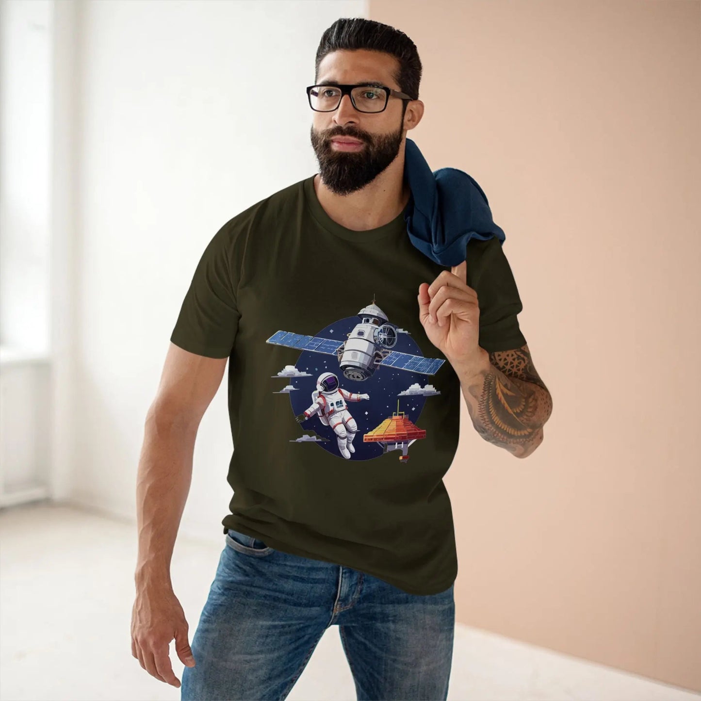 Cosmos Astronaut Shirt Unisex Premium Cotton Tee With Original Retro2Nova Art Design
