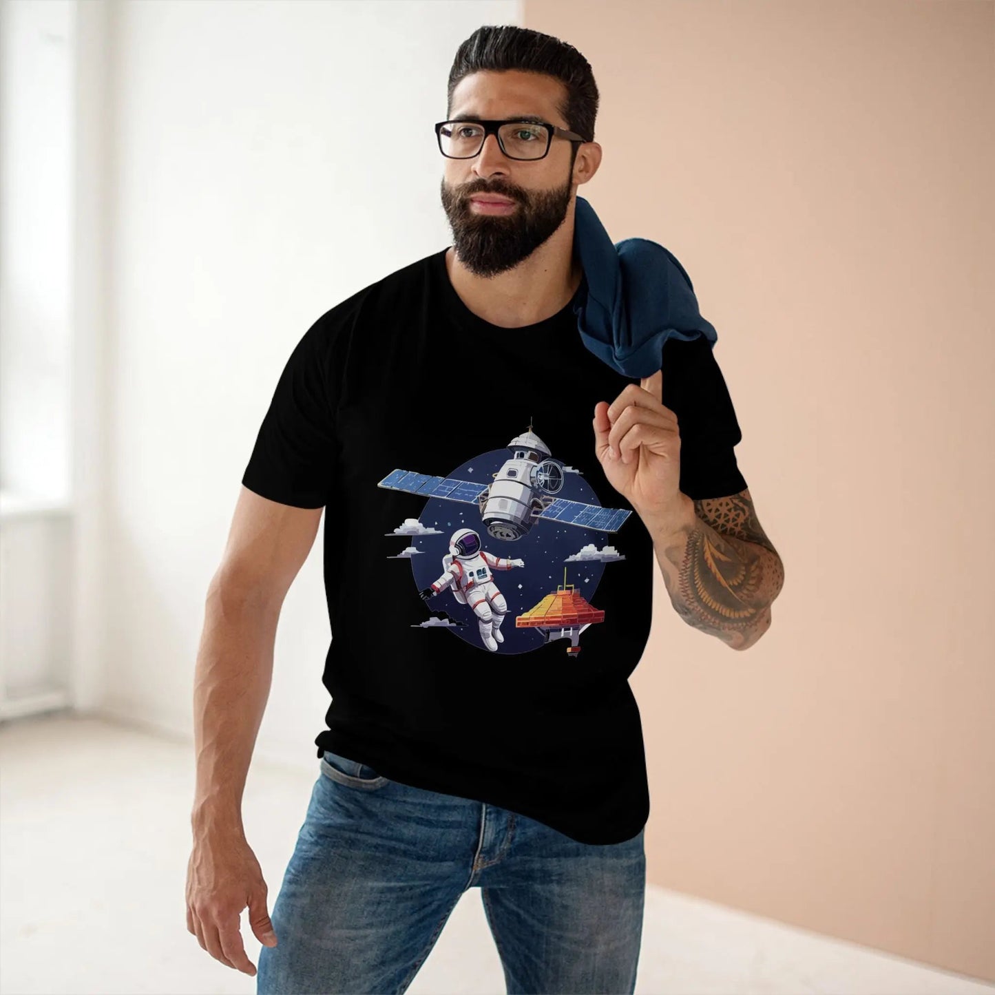 Cosmos Astronaut Shirt Unisex Premium Cotton Tee With Original Retro2Nova Art Design