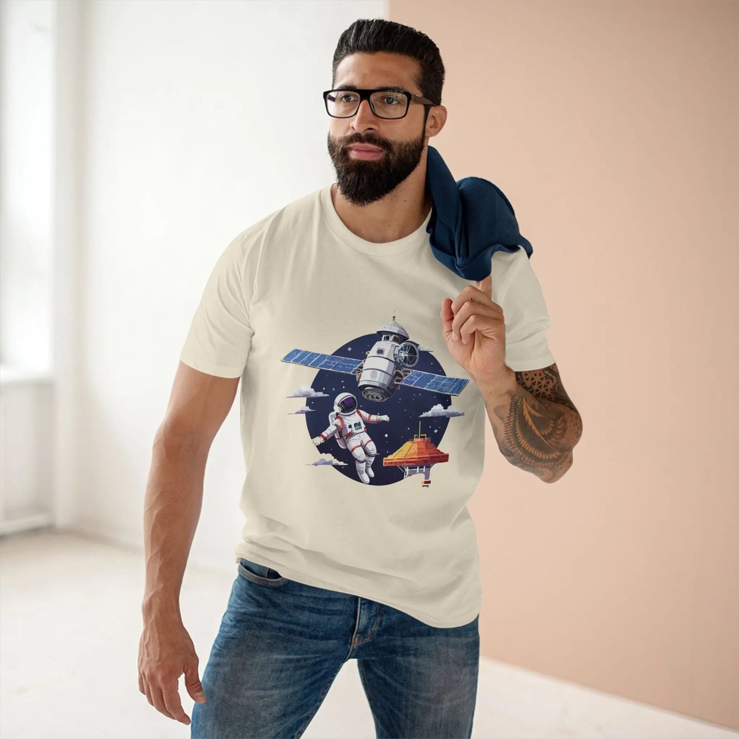 Cosmos Astronaut Shirt Unisex Premium Cotton Tee With Original Retro2Nova Art Design