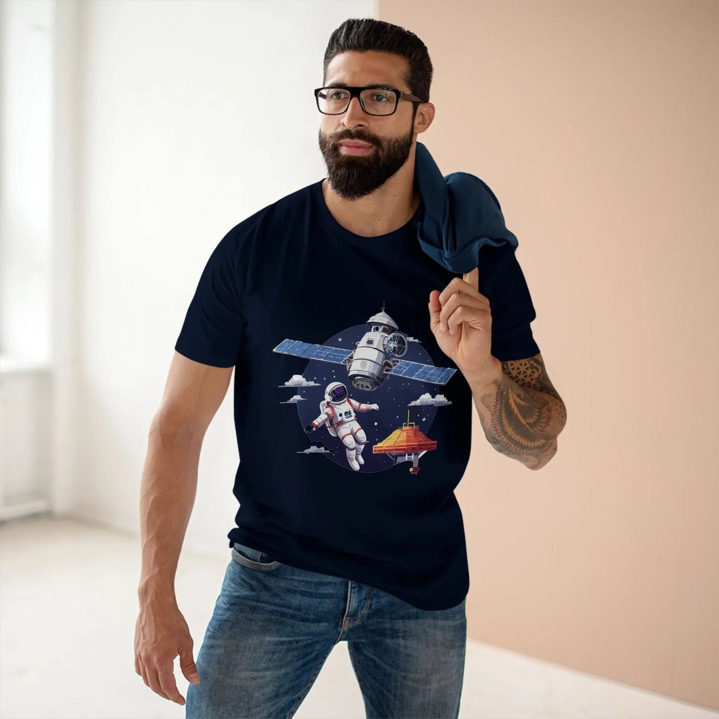 Cosmos Astronaut Shirt Unisex Premium Cotton Tee With Original Retro2Nova Art Design