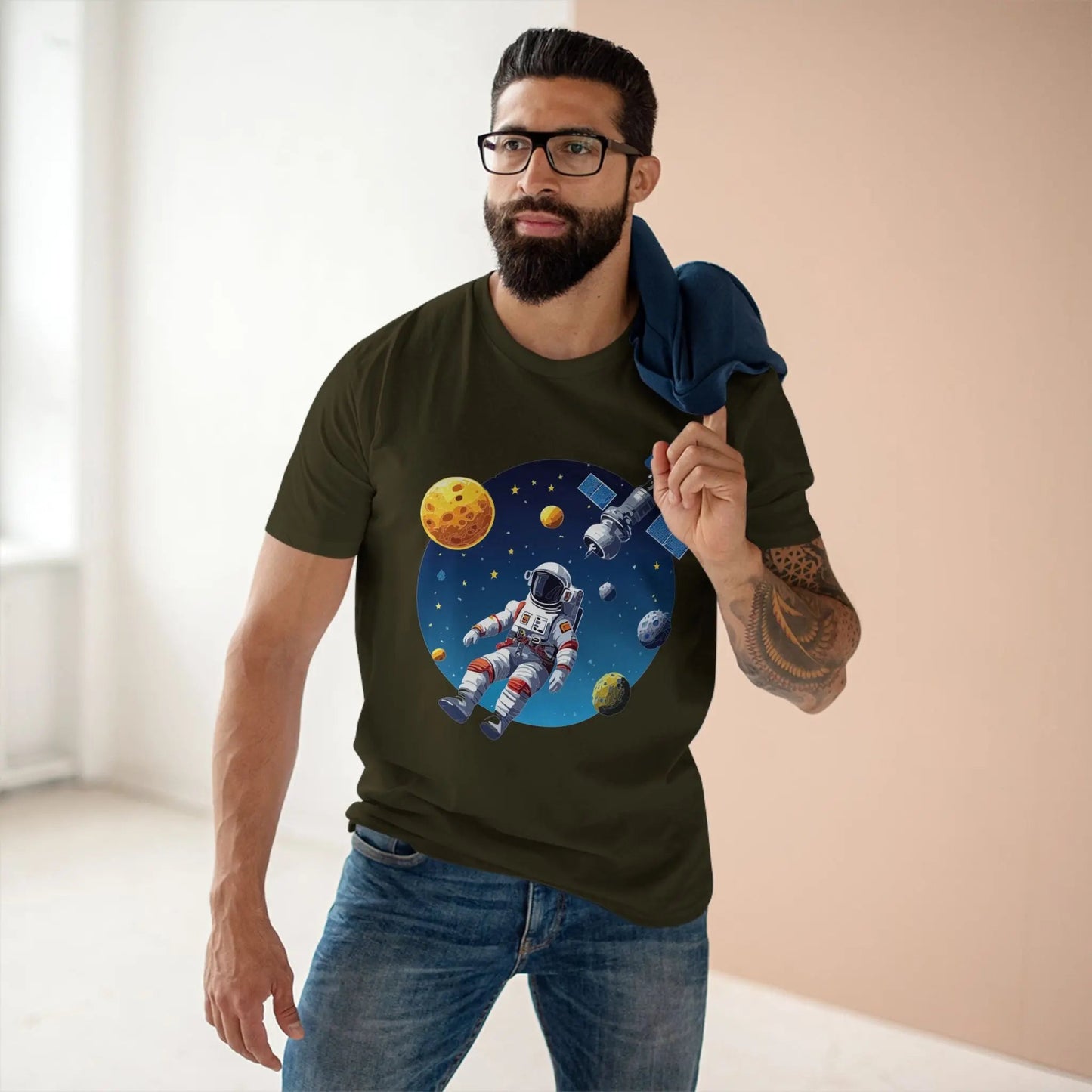 Cosmos Astronaut Shirt Premium Cotton Unisex Tee With Original Retro Art Retro2Nova CS 22
