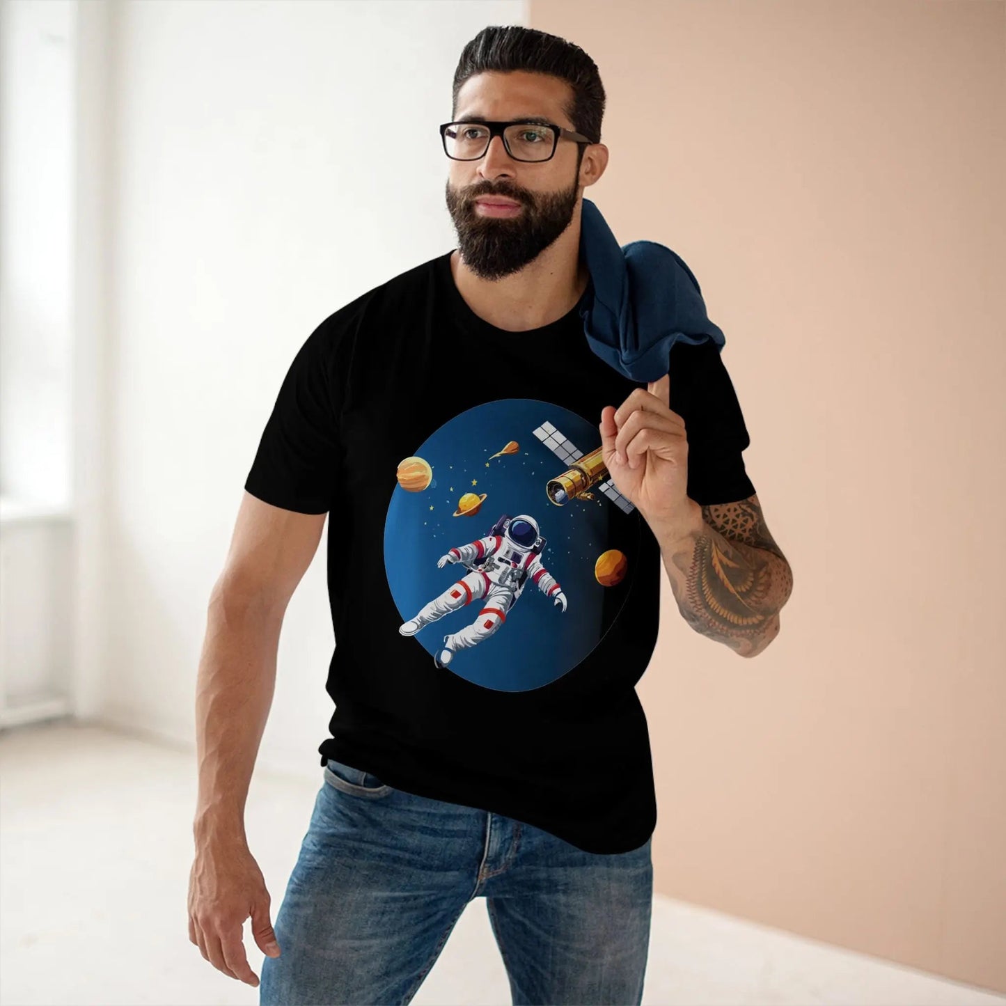 Cosmos Astronaut Shirt CS20 Unisex Premium Cotton Tee With Original Art Design Retro2Nova