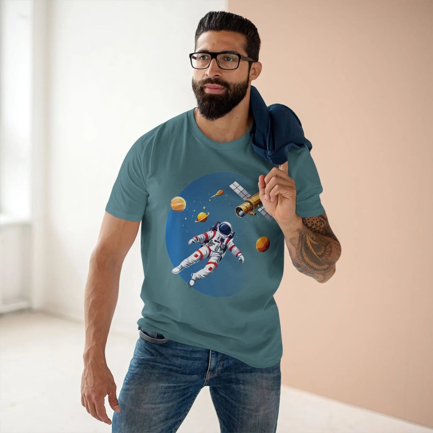 Cosmos Astronaut Shirt CS20 Unisex Premium Cotton Tee With Original Art Design Retro2Nova